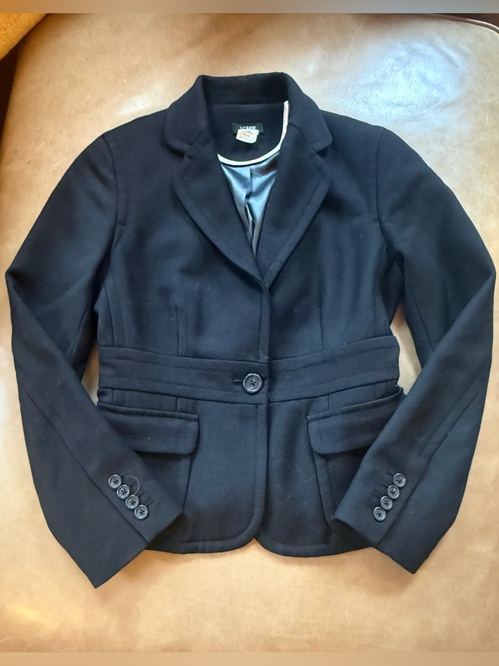 Vintage J. Crew Black Women's Tailored  Blazer — size 2 Petite